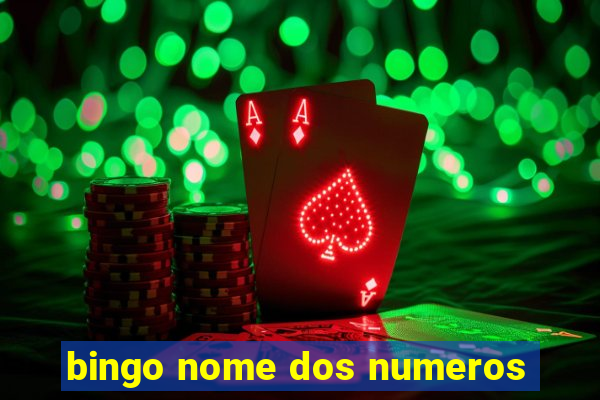 bingo nome dos numeros