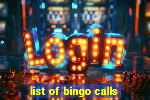 list of bingo calls