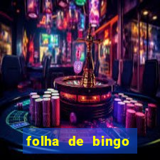 folha de bingo para imprimir