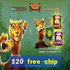 $20 free chip offered by desert nights casino